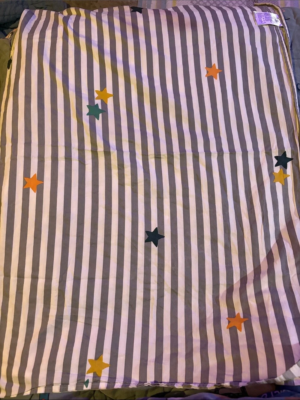 Kids Car Play Quilt and Striped Sheet Set -  fits Toddler Sized Mattresses/Beds